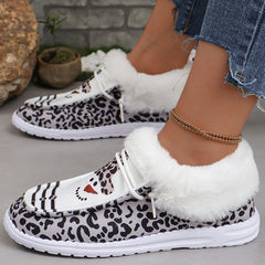Women's Christmas Snowman & Leopard Print Thickened Skateboard Shoes