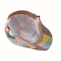 Adjustable Summer Casual Peaked Cap With Colored Plaid