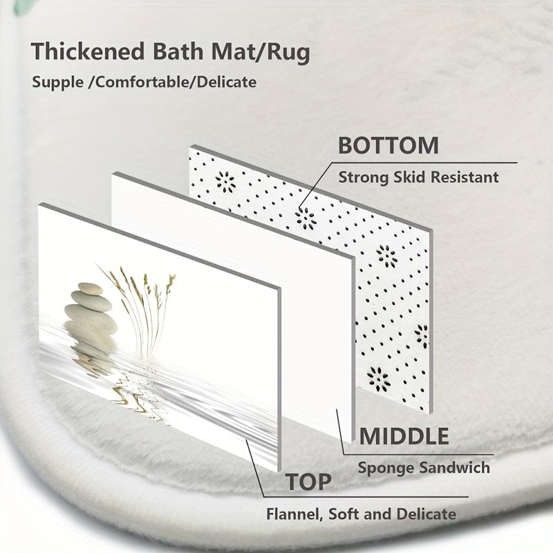 4pcs Stone Print Shower Curtain Set
