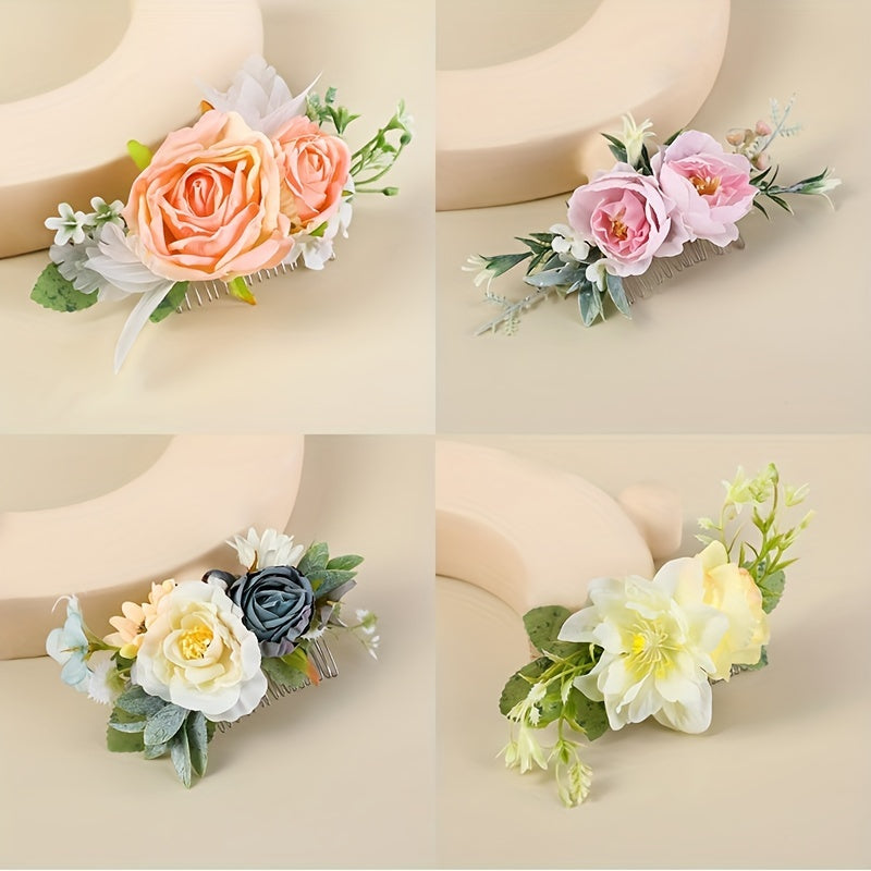 Boho Rose Side Comb Floral Hair Accessory