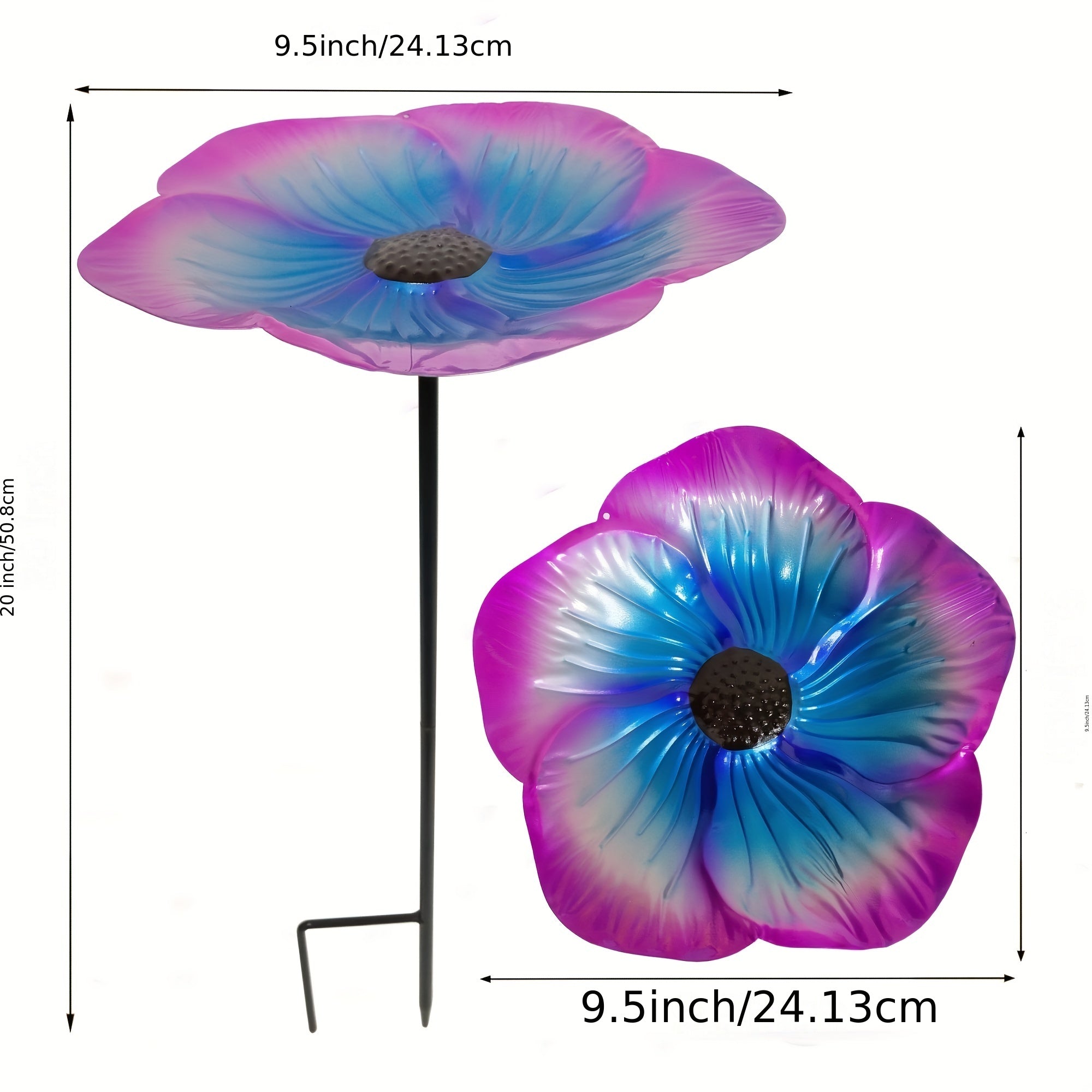 Metal Flower Bird Feeder with Stake for Garden Yard