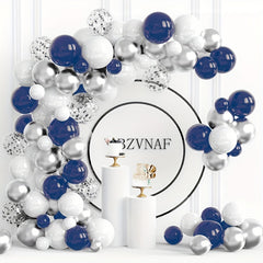 Silvery Balloon Wreath Set Navy And Silvery Confetti Balloon Arch