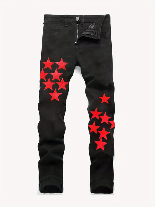 Regular Jeans Men's Casual Street Style Denim Pants With Pockets