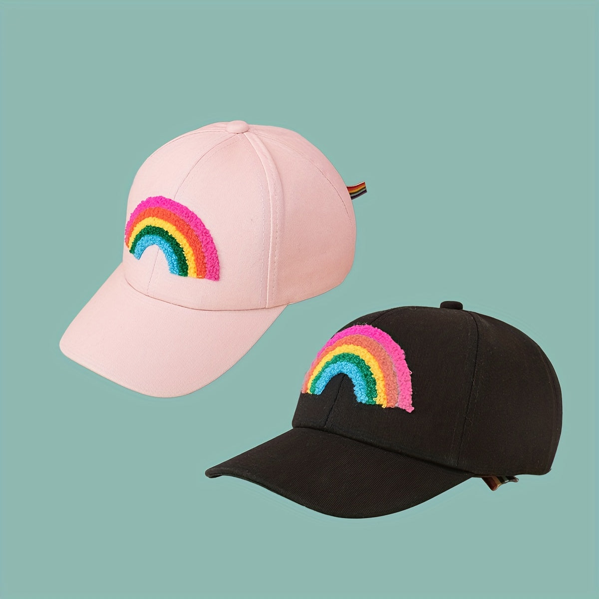 Rainbow Patch Casual Baseball Cap Solid Cartoon Couple Hat Adjustable