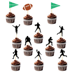 24pcs Football Cupcake Toppers B Rugby Touch Down Birthday Party Decor
