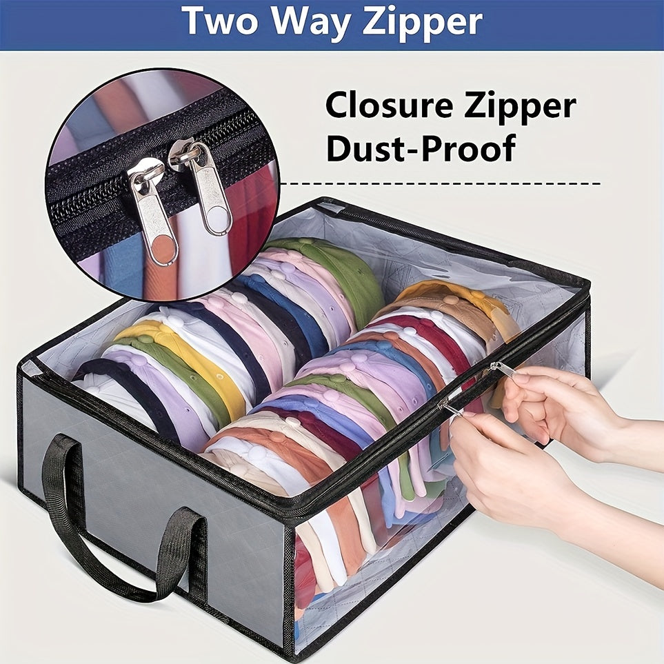 Portable Hats Storage Box With Window & Handles Large Capacity Bag