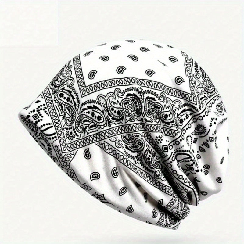 Paisley Print Lightweight Beanie Elastic Skull Hat Women Turban Cap