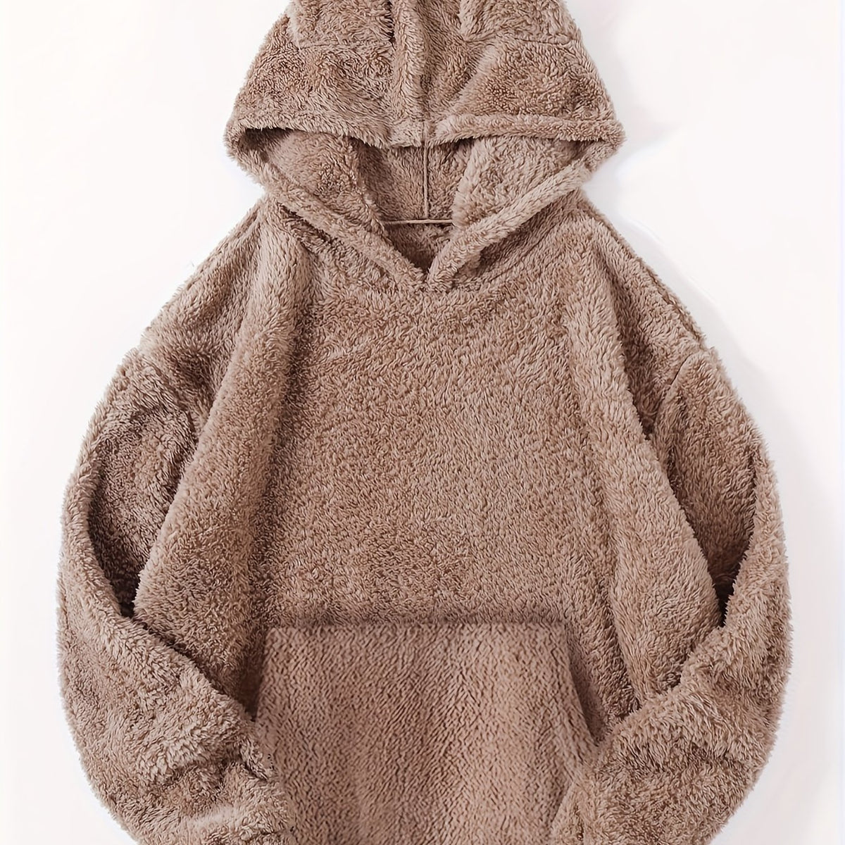 Solid Kangaroo Fuzzy Hoodie Long Sleeve Hoodies Sweatshirt Women's Clothing