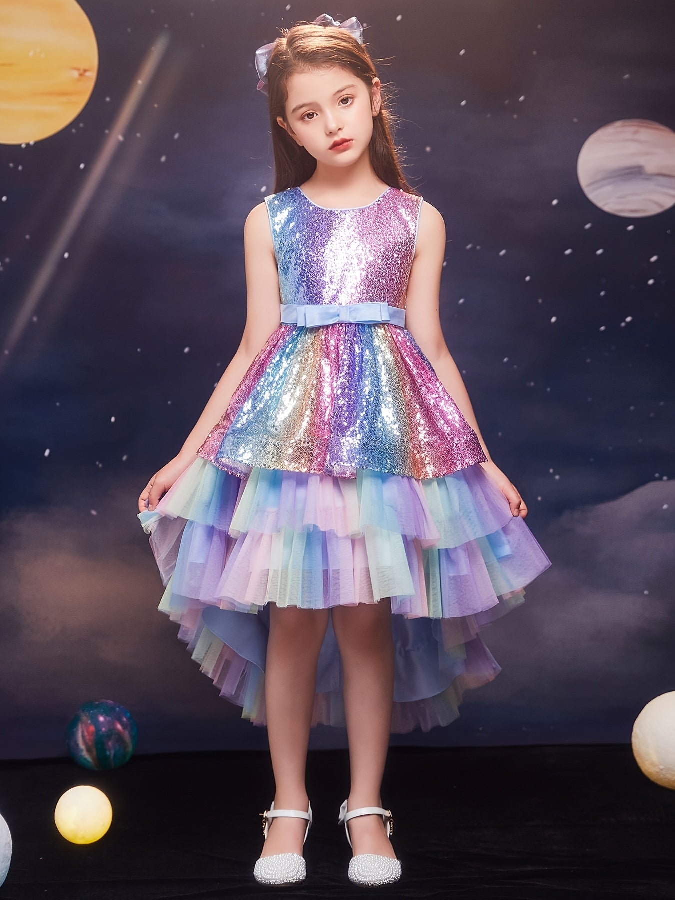 Sparkle Princess Dress High Low Tulle Tutu Gown for Girls