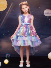 Sparkle Princess Dress High Low Tulle Tutu Gown for Girls