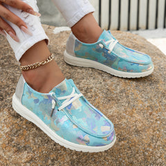 Casual Colorful Graffiti Slip On Low Top Loafer Shoes for Girls