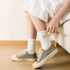 5 Pairs Planet Embroidery Print Socks Women's Mid Tube Stockings