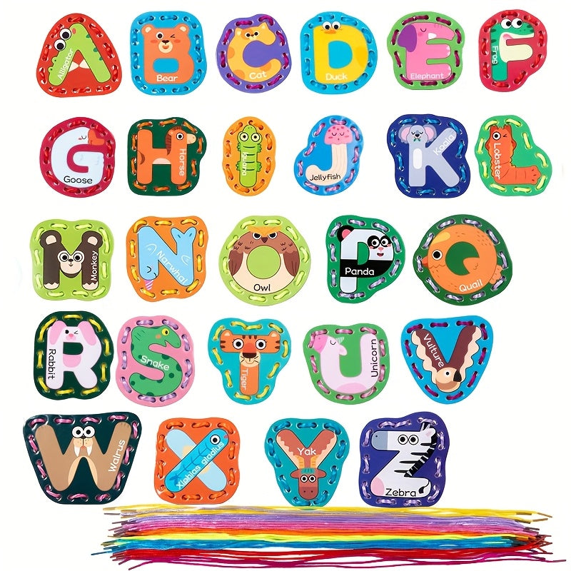 Alphabet Beading Game for Kids' Fine Motor Skills