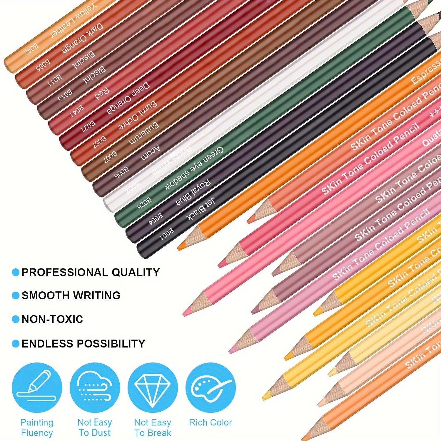 Skin Tone Colored Pencil Drawing Set 72 Colors
