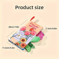 Educational Sensory Cloth Book for Babies with 3D Tail, Sound & Tactile Paper