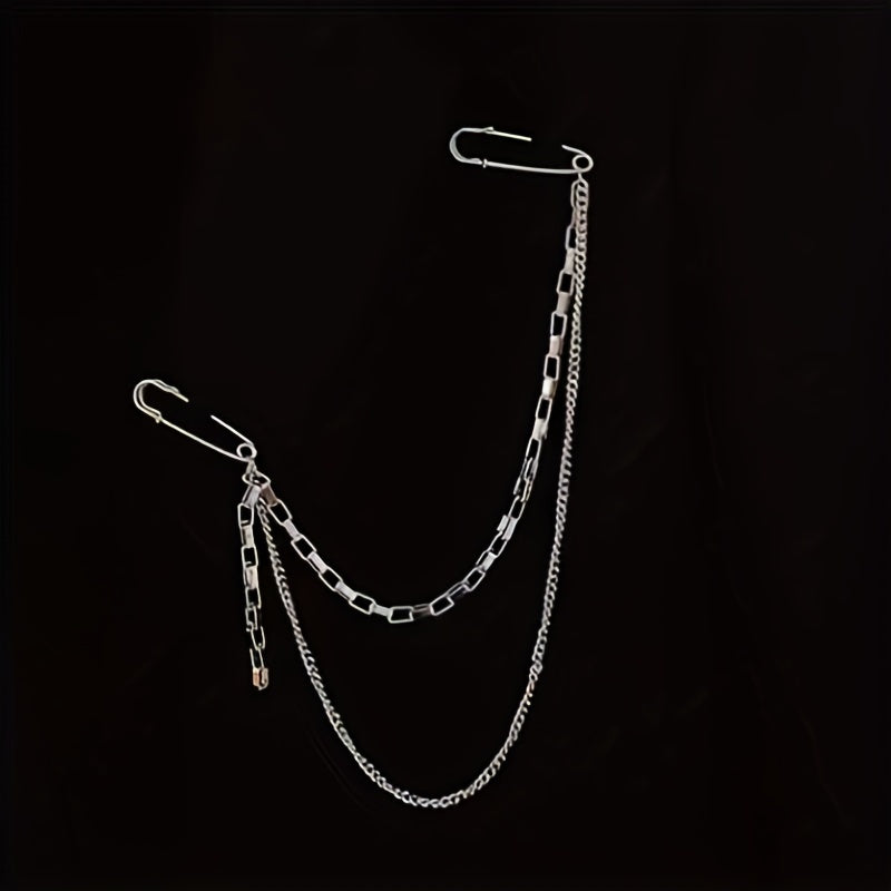 Pin Clip Chain Jewelry Set with Brooch Necklace