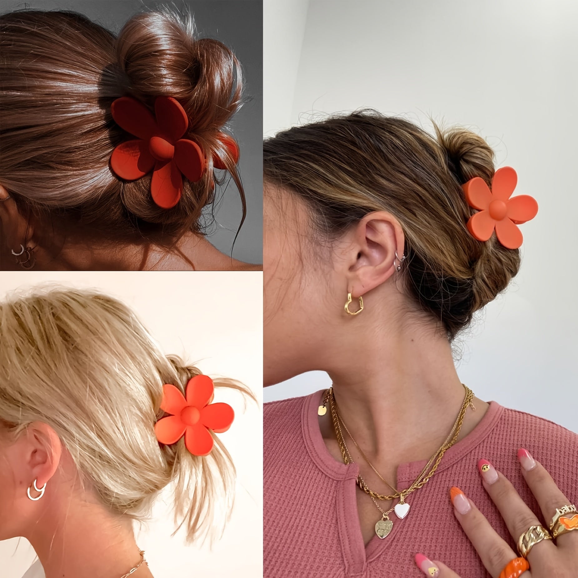 6pcs Flower Hair Claw Clip Boho Matte Accessory