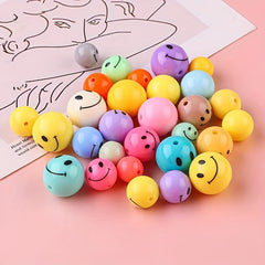 5pcs 16mm Acrylic Round Happy Face Beads Necklace Diy Children's Beaded