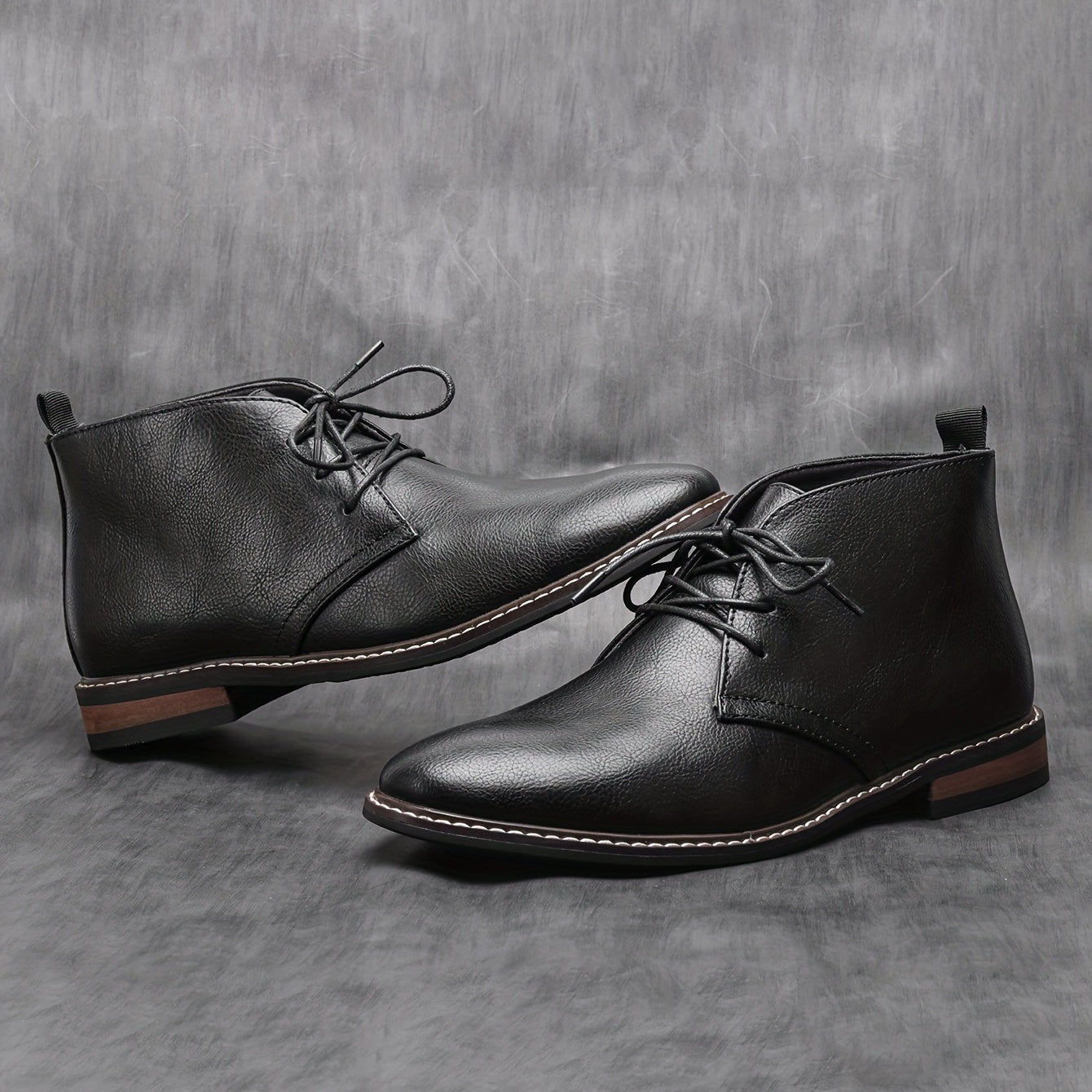 Men's Round Toe Lace Up Chukka Boots High Top Ankle Dress Boots