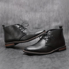 Men's Round Toe Lace Up Chukka Boots High Top Ankle Dress Boots