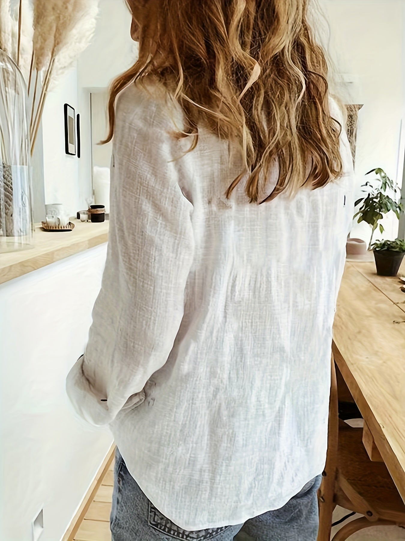  Butterfly Print Button Up Long Sleeve Blouse
