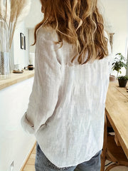  Butterfly Print Button Up Long Sleeve Blouse