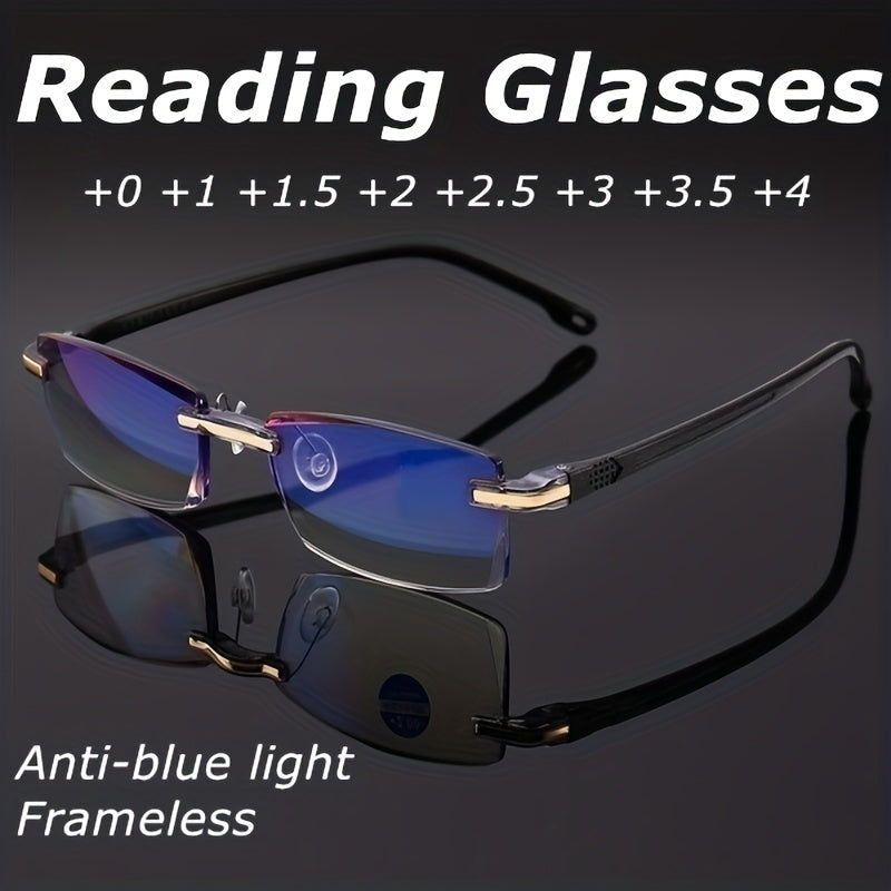 Rimless Anti Blue Light Reading Glasses - High Definition - Women Men