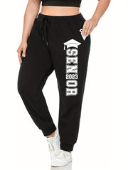  Letter Print Drawstring High Rise Sweatpants