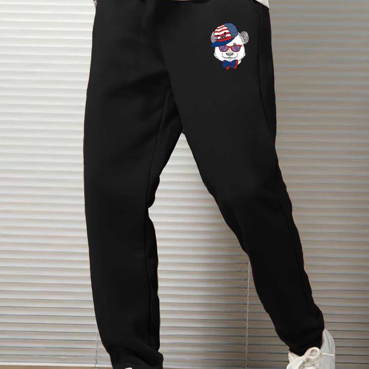 Men's Cartoon Bear Print Loose Sweatpants