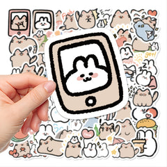 60pcs Cartoon Bunny Kitten Graffiti Stickers for DIY Projects