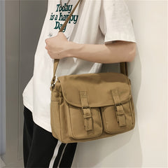 Men's Canvas Casual Messenger Bag Large Capacity Crossbody Bag
