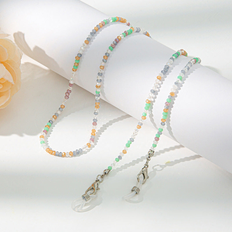 Crystal Beaded Glasses Chain Colorful Lanyard for Women Girls