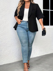  Casual Blazer Women's Solid Half Sleeve Shawl Neck Open Front Blazer