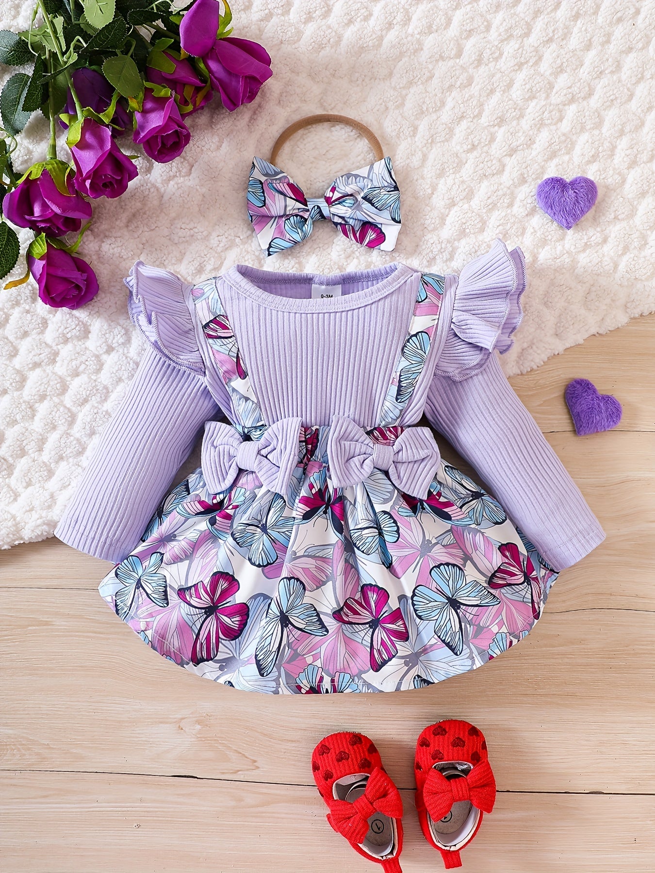 Baby Girl Butterfly Print Long Sleeve Dress