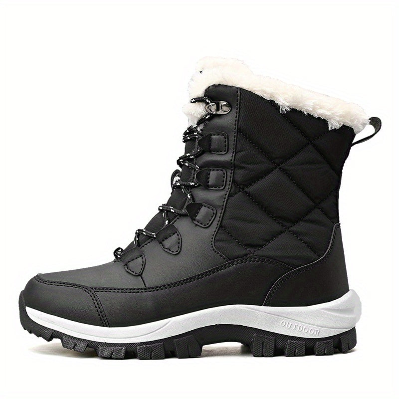 Women's Plush Lined Snow Boots Waterproof Thermal Lace Up Winter Outdoor Shoes