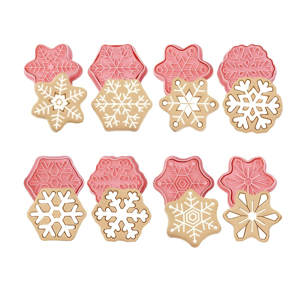 8pcs Christmas Snowflake Cookie Cutters Pastry Cutter Set Baking Tools