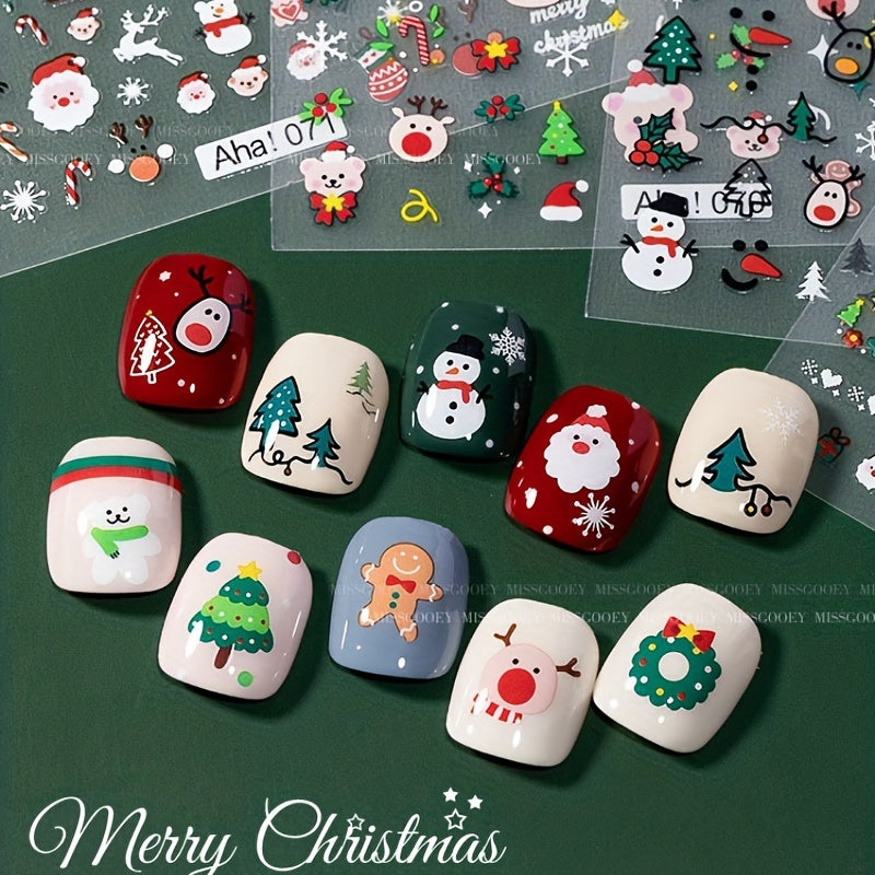 Christmas Manicure Stickers Old Man Elk Head Snowflake Nail Decals