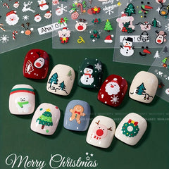 Christmas Manicure Stickers Old Man Elk Head Snowflake Nail Decals