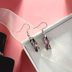 Men's Geometric Stud Earrings with Colorful Zircon Inlay, Alloy Plating Style