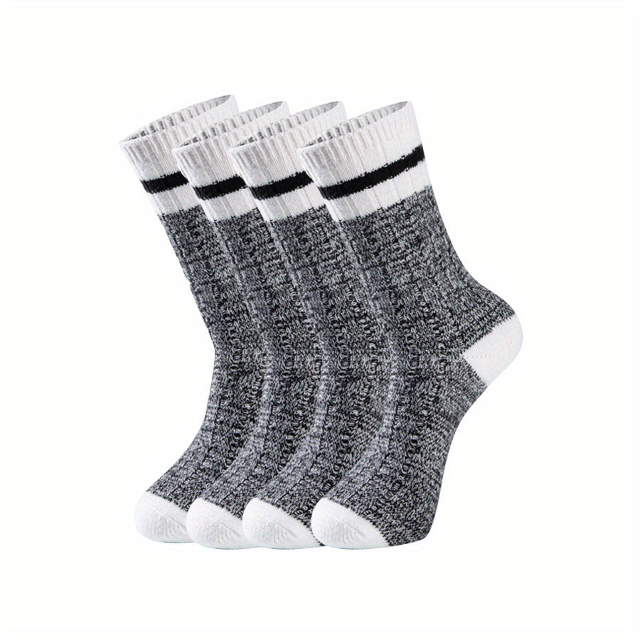 Warm Striped Crew Socks for Women