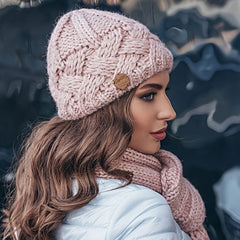Vintage Ribbed Knit Beanie Hat