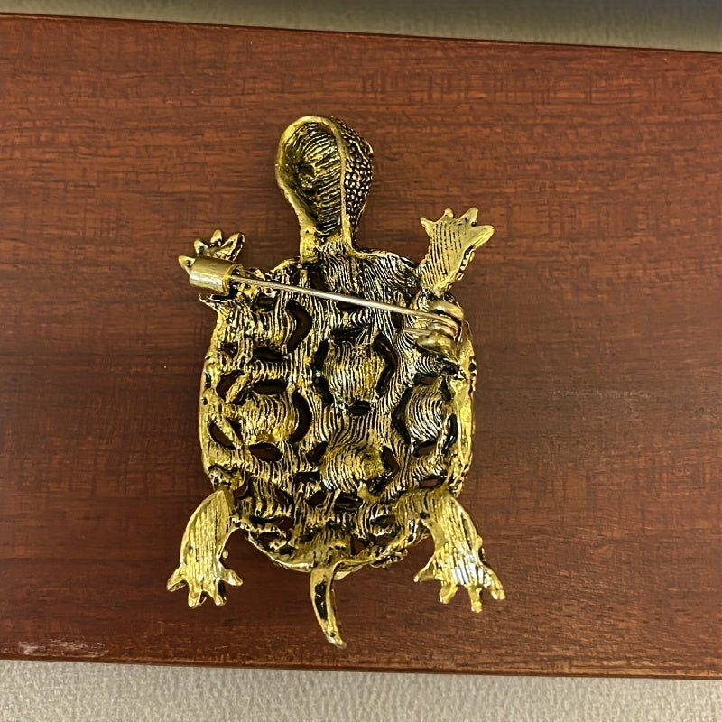 Men's Turtle Brooch with Rhinestones