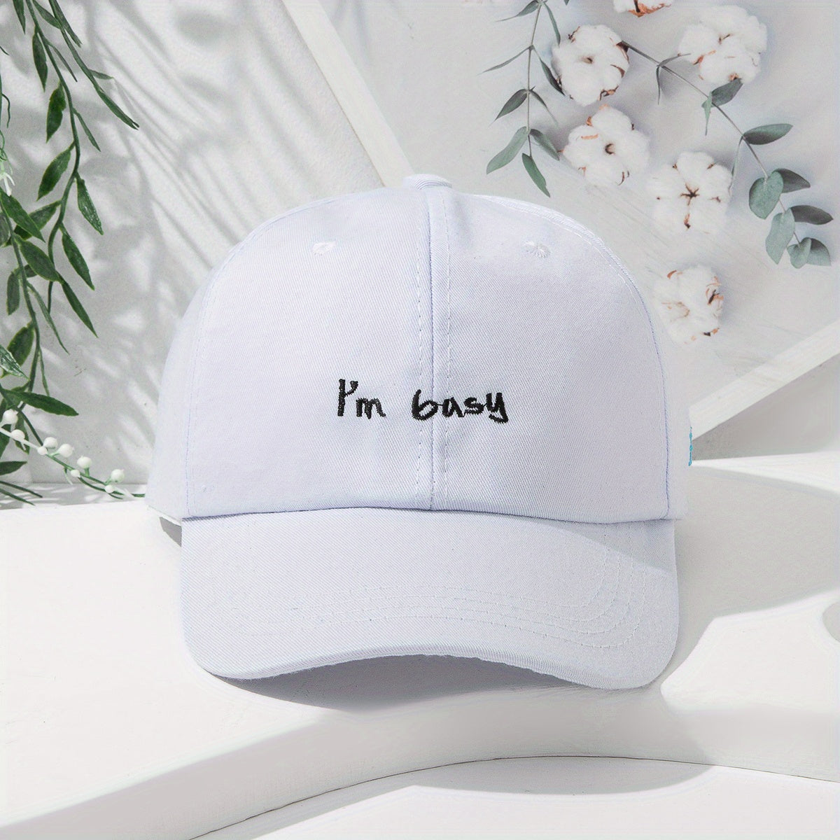 Busy Letter Embroidered Baseball Cap Sun Hat Outdoor Peaked Cap