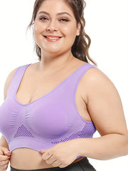 6 Pack Women's Plus Size Ruched Sports Bra Set Solid Wireless Comfort Gym