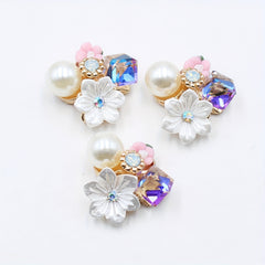 10Pcs 21mm Rhinestone Flower Buttons for DIY Wedding Gift Bouquet Decoration