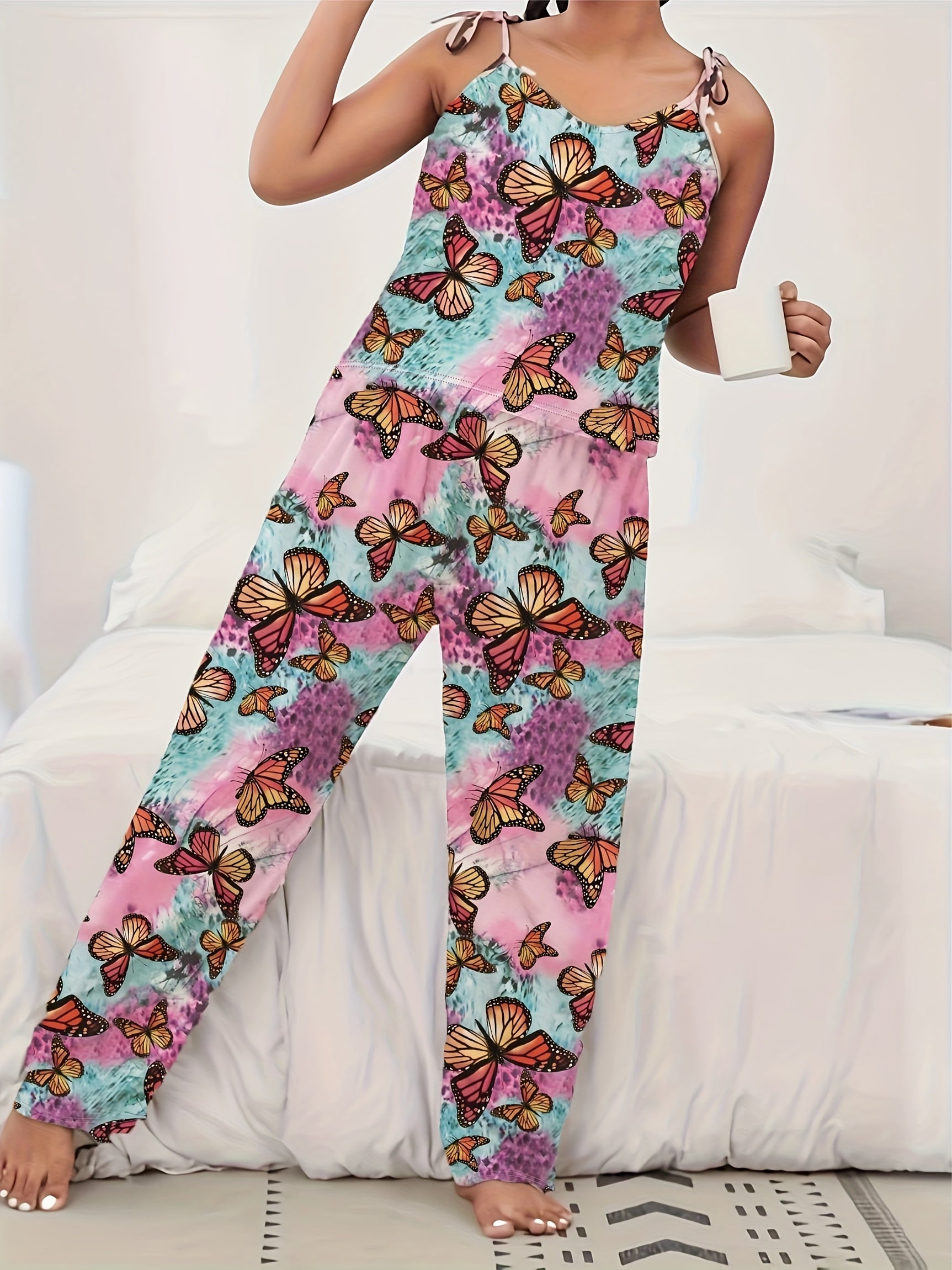  Leopard Print V Neck Camisole & Pants Set