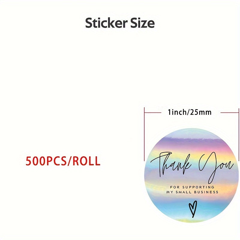 500pcs Rainbow Laser Thank You Adhesive Sticker Label Roll