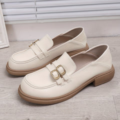 Women's Double Buckle Strap Loafers Slip On Shoes