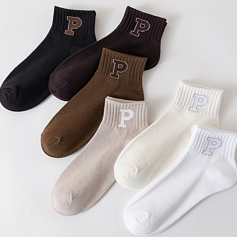 6 Pairs Letter Print Socks Women's Stockings