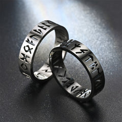 Minimalist Men's Hollow Viking Rune Stainless Steel Ring